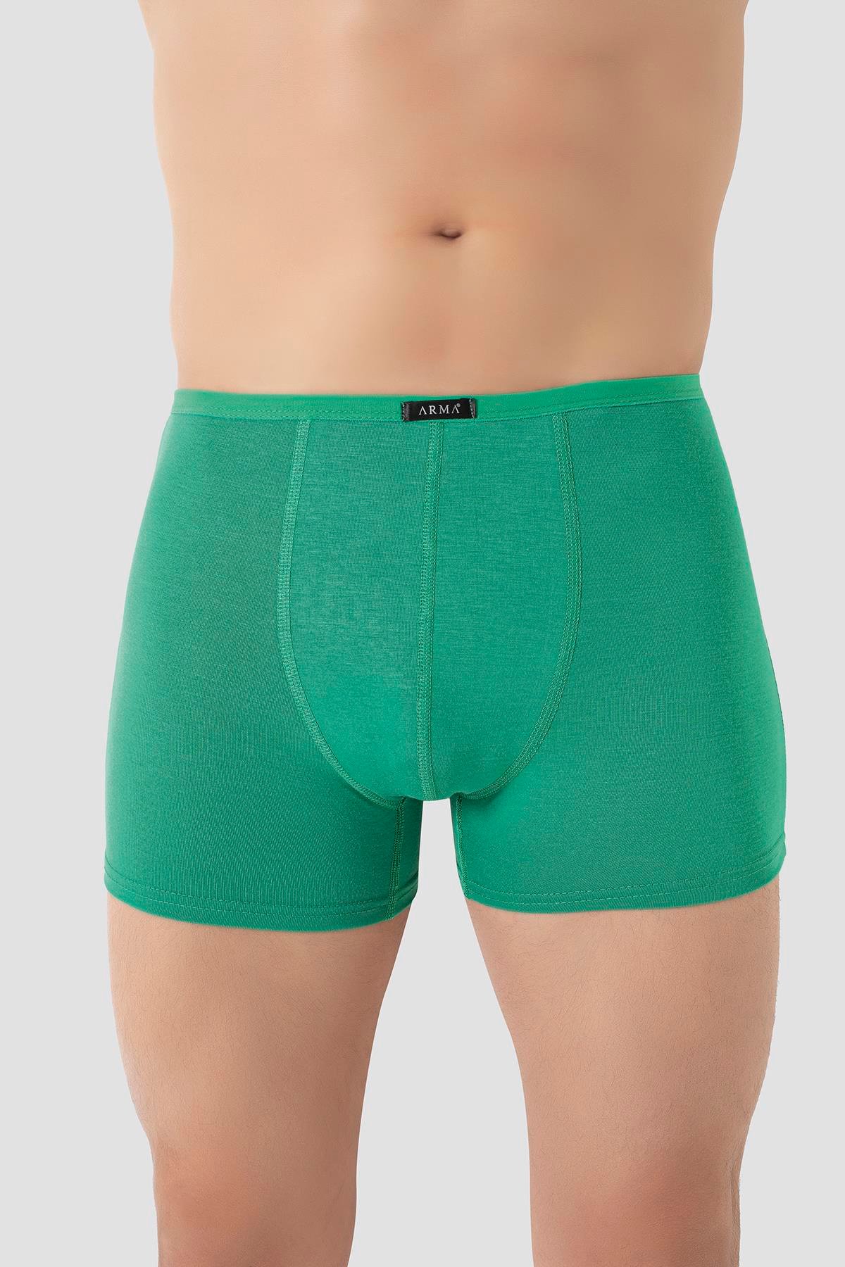 Erkek İnce Bel Lastikli Bambu Boxer Yeşil 5'li Paket