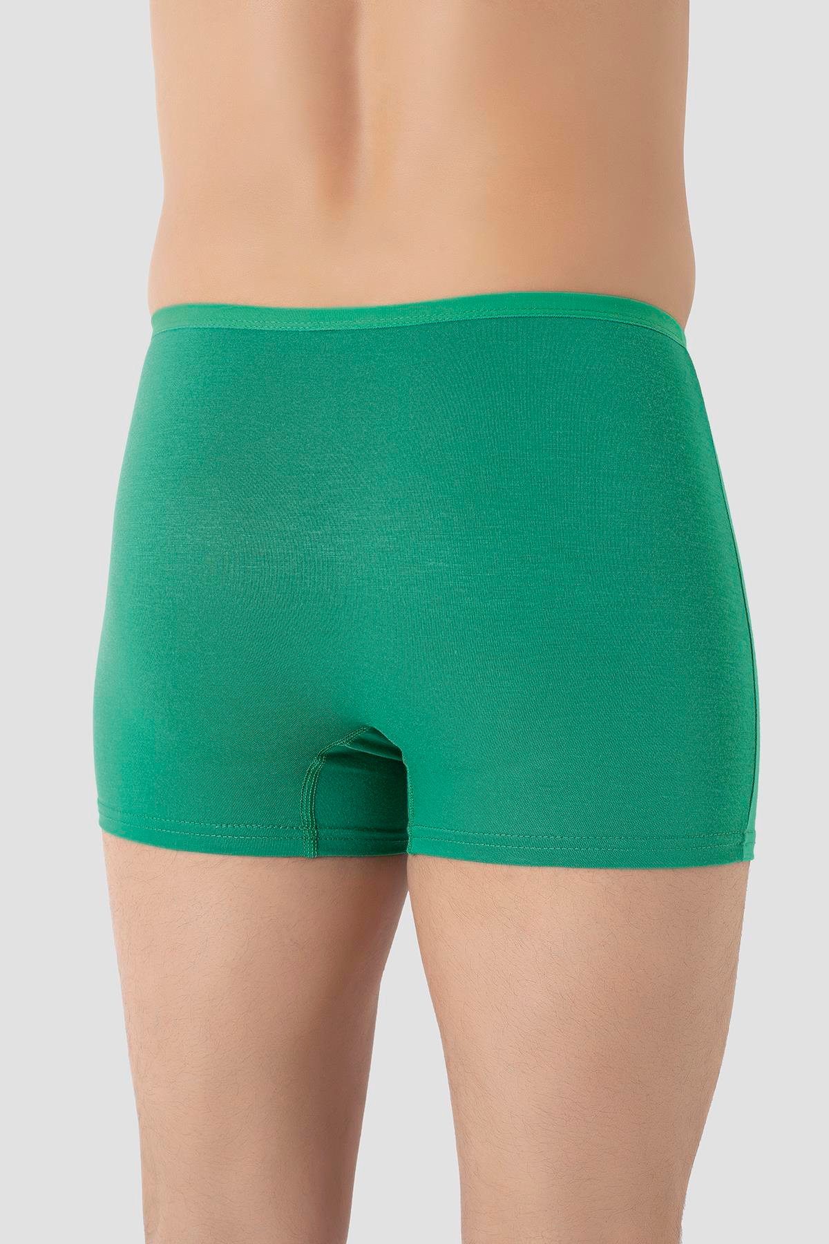 Erkek İnce Bel Lastikli Bambu Boxer Yeşil 5'li Paket
