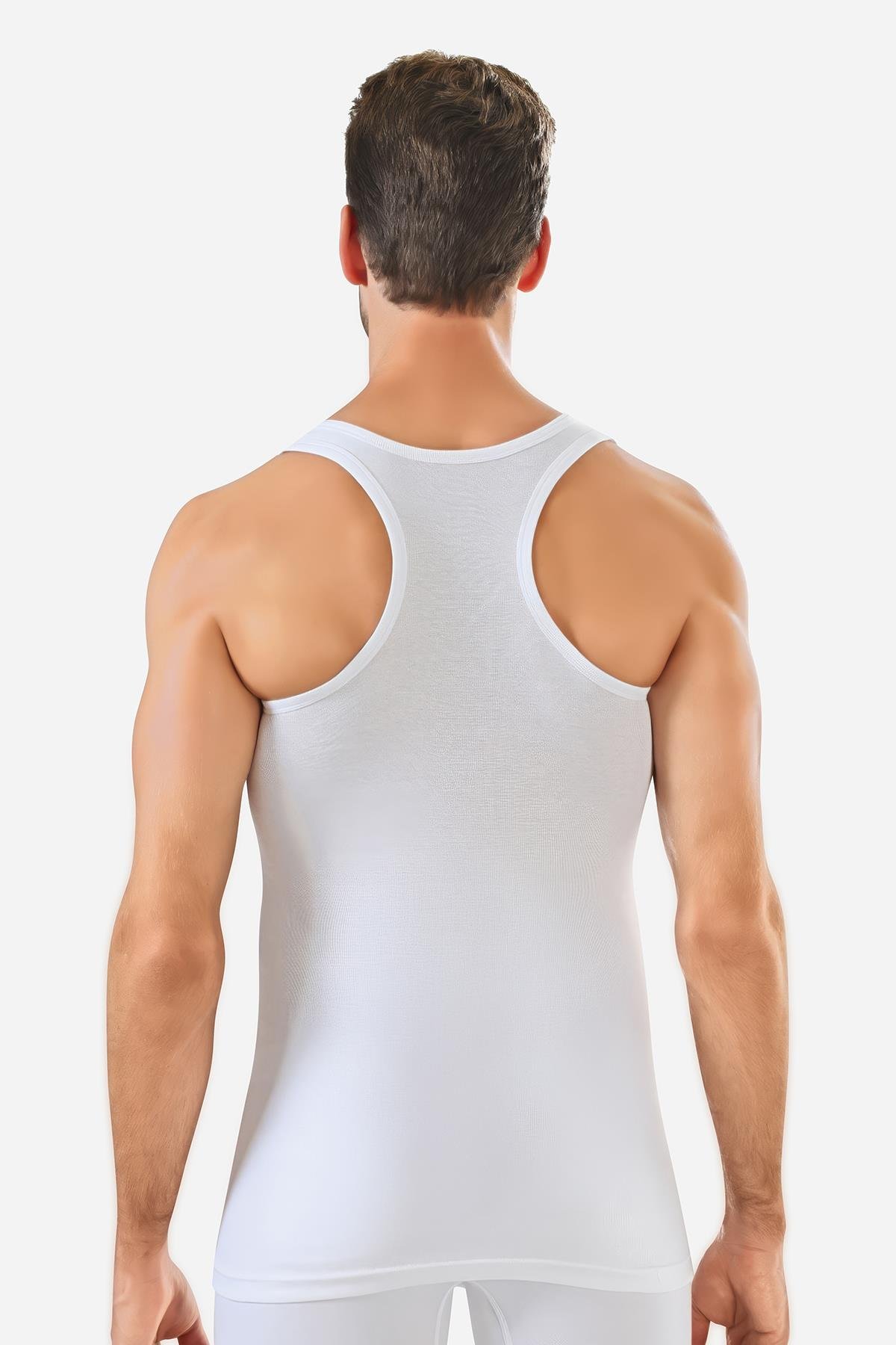 Erkek Pamuklu Sporcu Rambo Atlet Beyaz 3'lü Paket