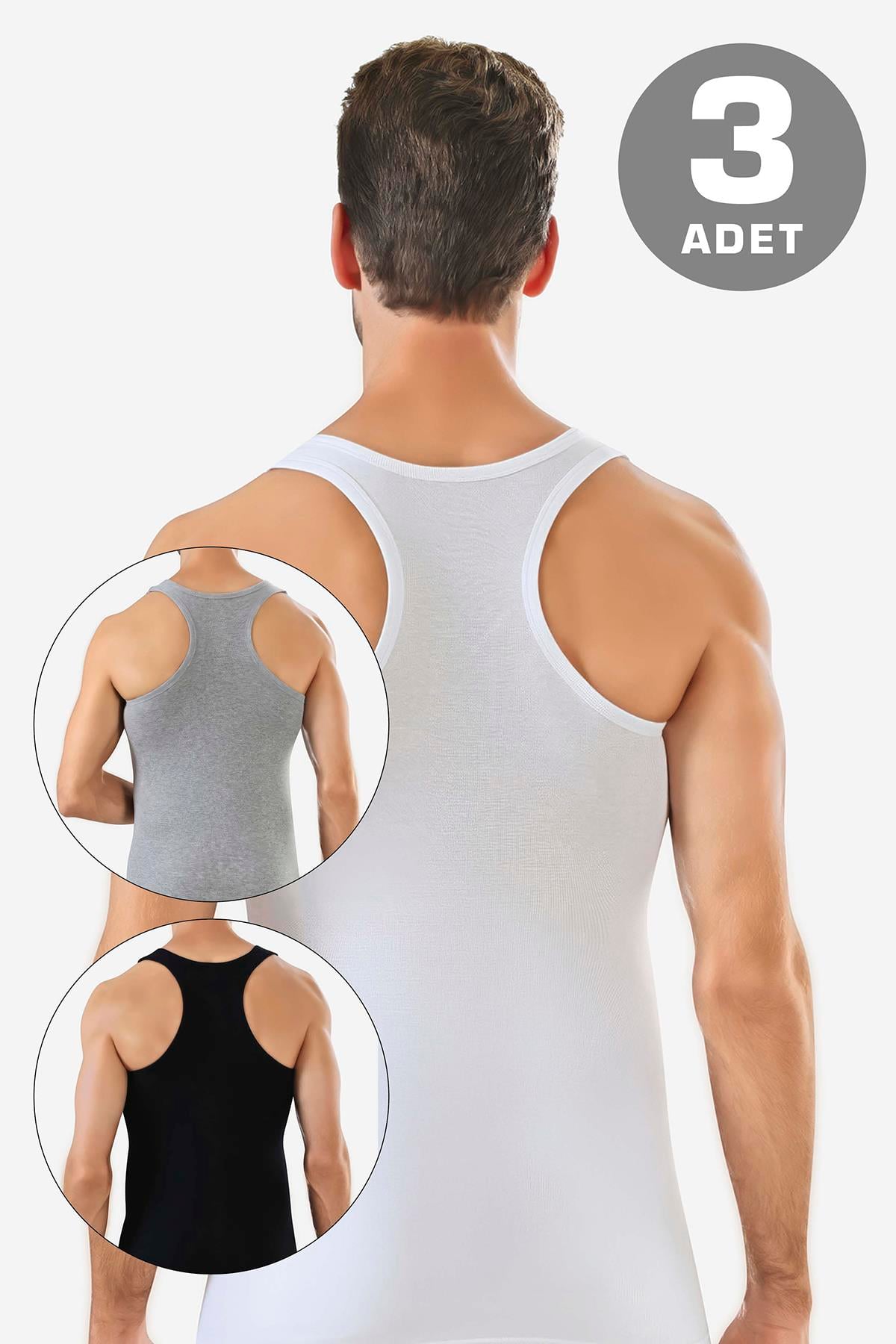 Erkek Pamuklu Sporcu Rambo Atlet Renkli 3'lü Paket