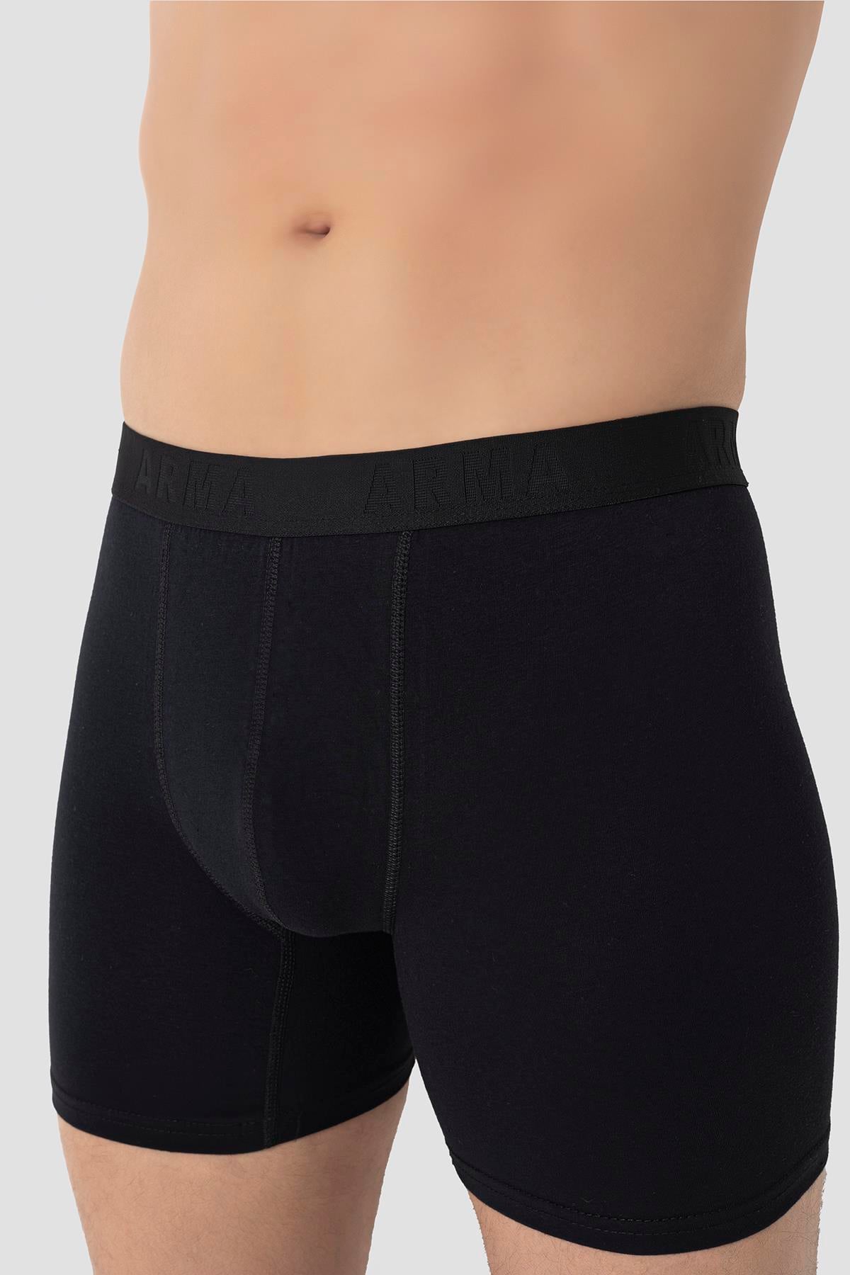 Erkek Siyah Büyük Beden Boxer Pamuklu Likralı 10'lu Paket