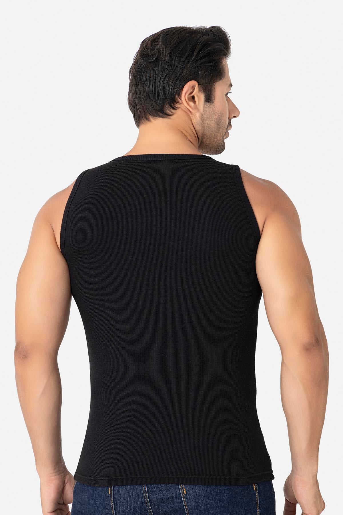 Erkek Siyah Fitilli Kaşkorse Atlet 3'lü Paket Esnek ve Yumuşak Kumaş