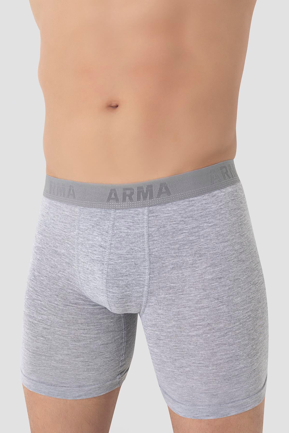 Erkek Siyah - Gri Büyük Beden Boxer Pamuklu Likralı 10'lu Paket