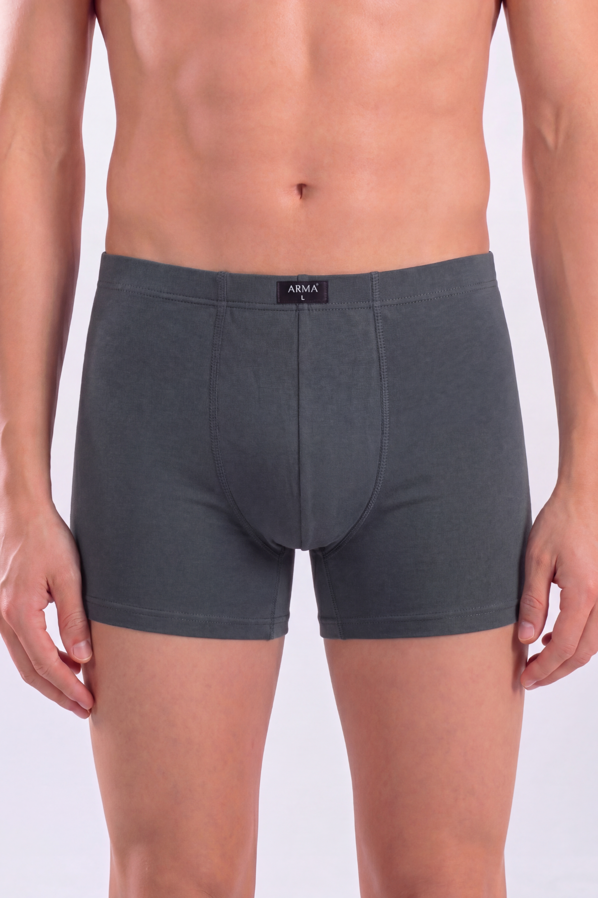Füme Erkek Boxer Düz 3'lü Paket Pamuklu Likralı