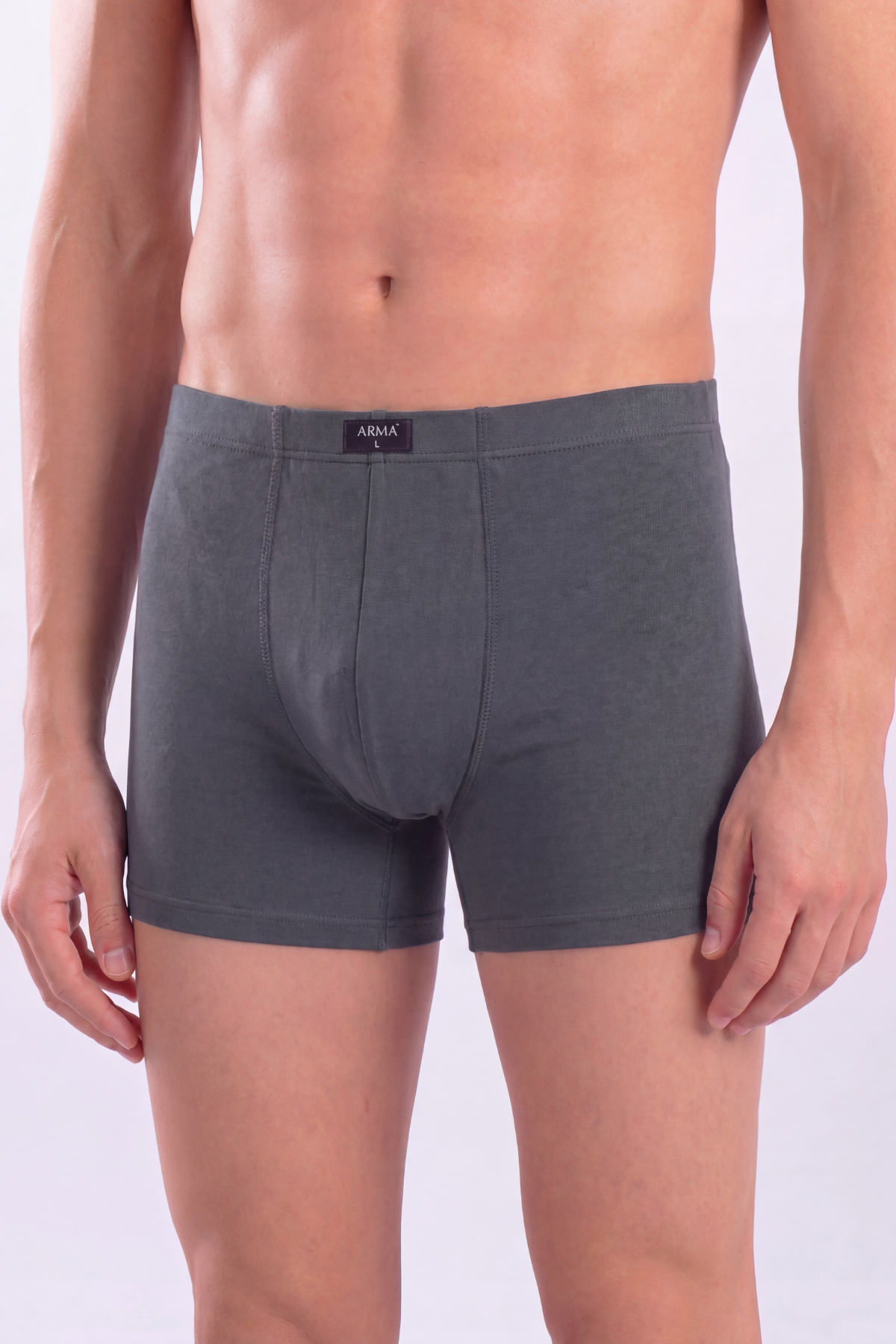 Füme Erkek Boxer Düz 3'lü Paket Pamuklu Likralı