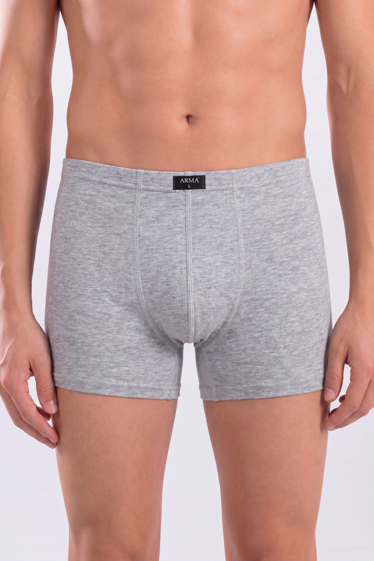 Gri Erkek Boxer Düz 3'lü Paket Pamuklu Likralı