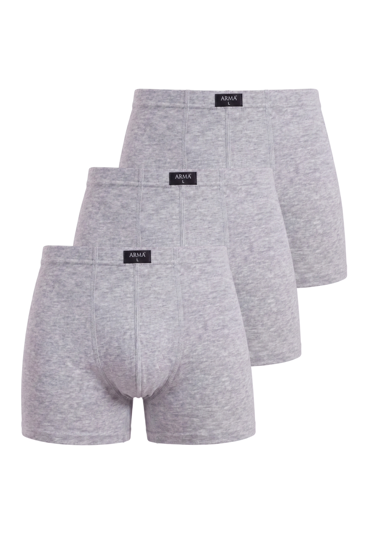 Gri Erkek Boxer Düz 3'lü Paket Pamuklu Likralı