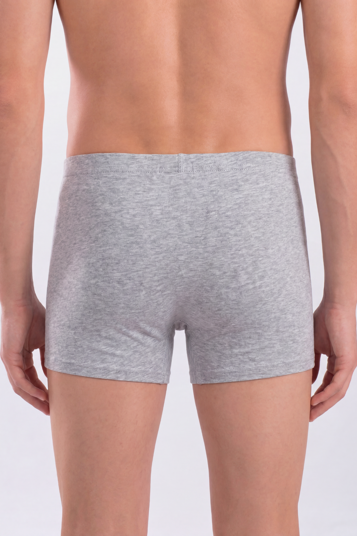 Gri Erkek Boxer Düz 3'lü Paket Pamuklu Likralı