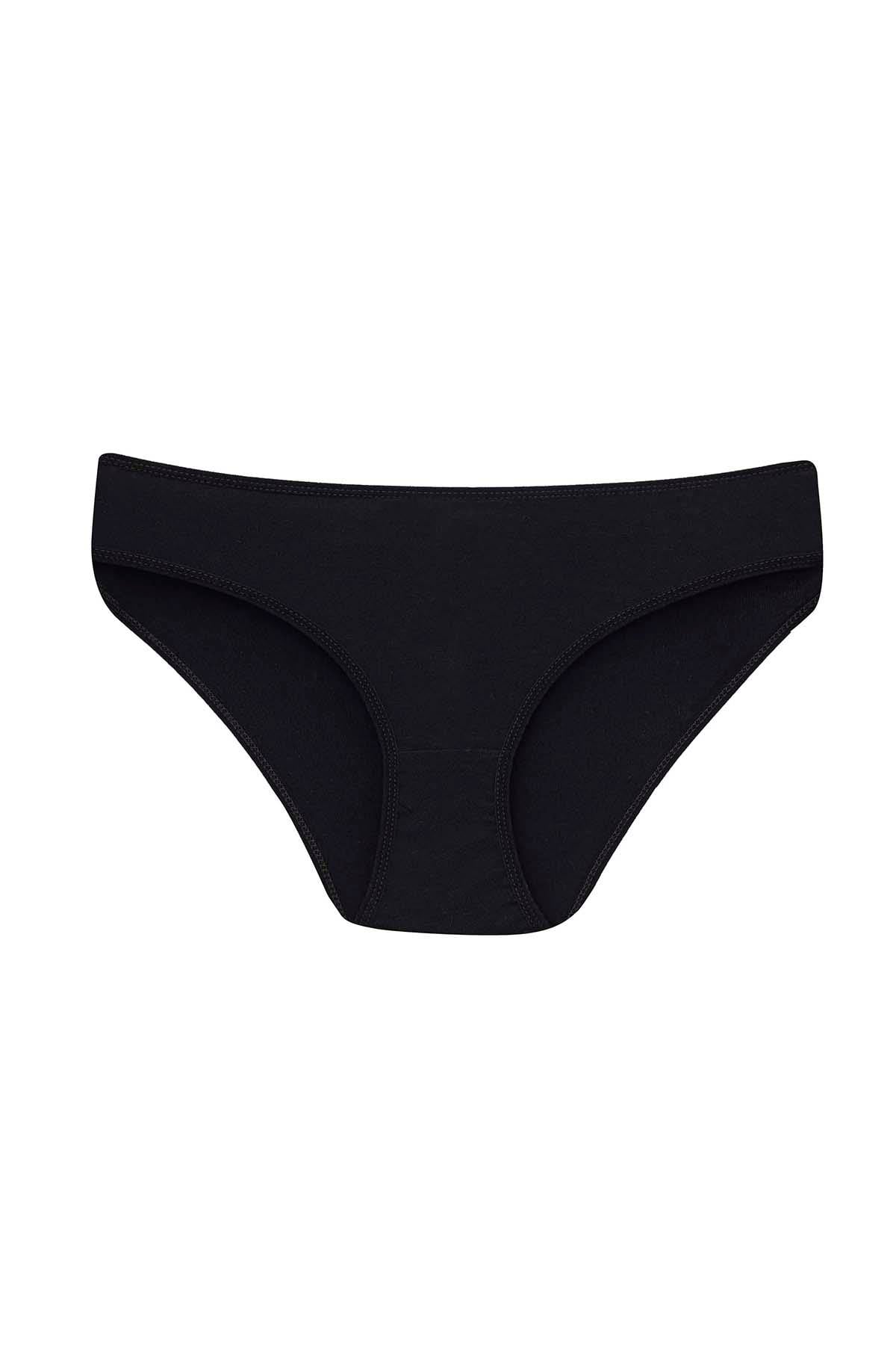 Kadın Pamuklu Slip Külot 3'lü Paket Renkli Düz Nefes Alabilir Kumaş