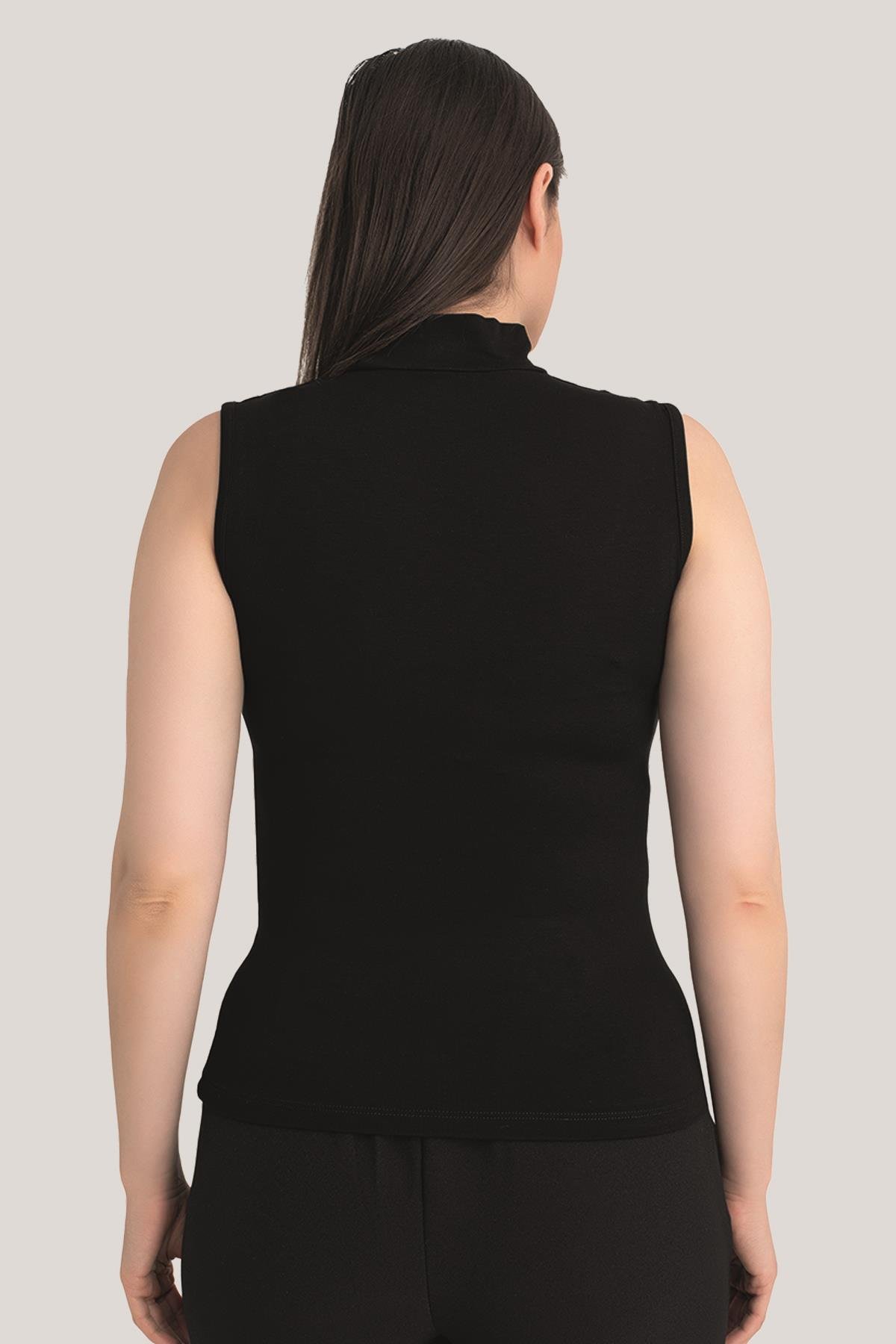 Kadın Siyah Beyaz Ten Balıkçı Yaka Kolsuz Body 3'lü Paket