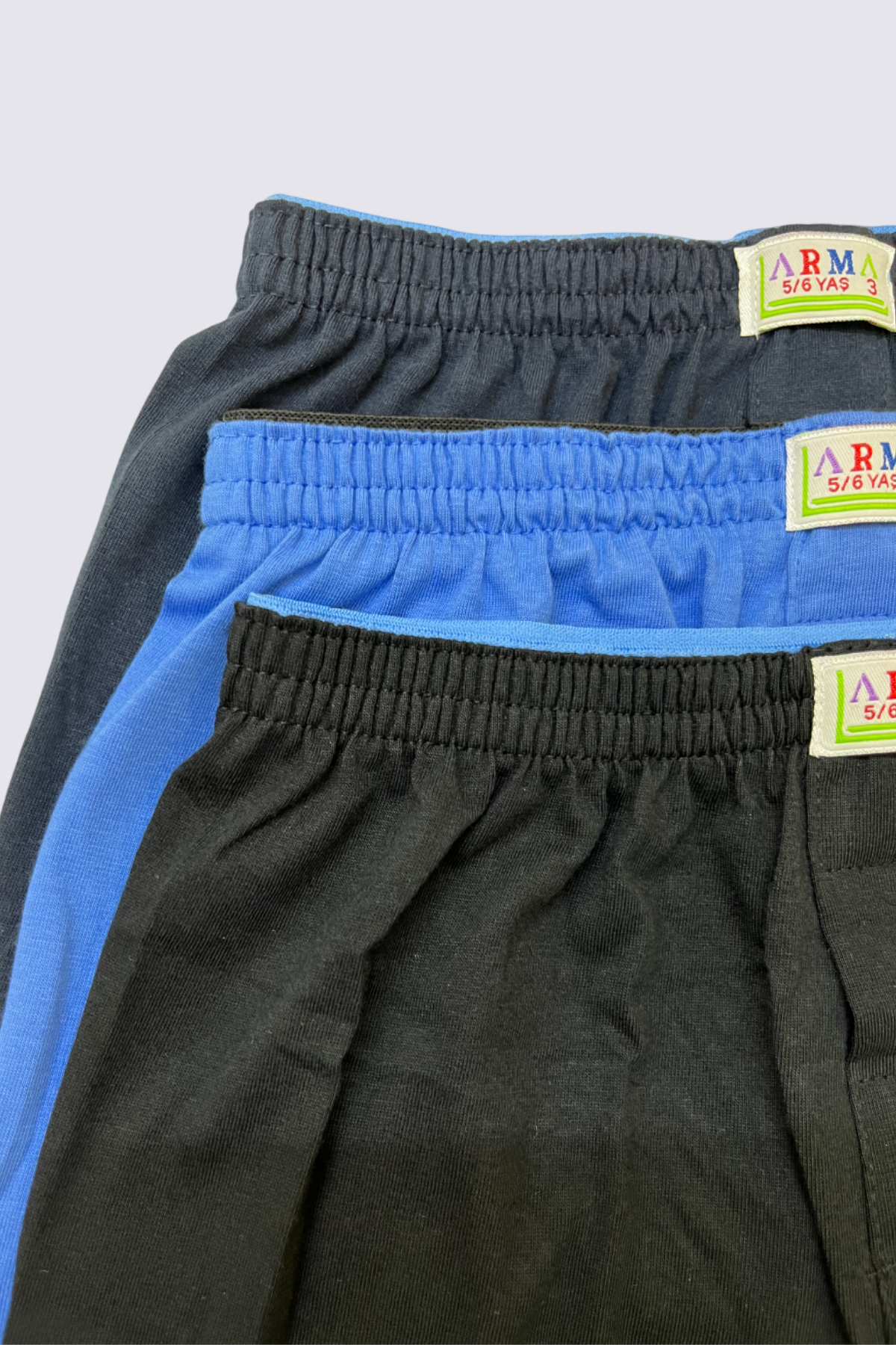 Karışık Renkli Erkek Çocuk Havlu Bel Boxer 3'lü Paket %100 Pamuklu 