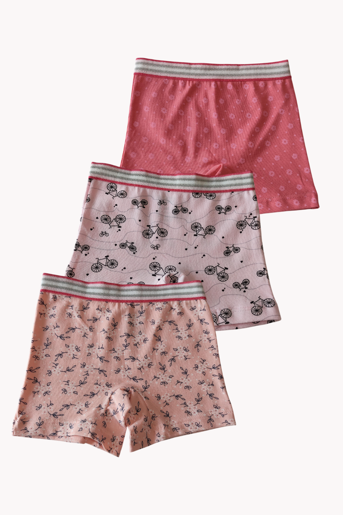 Karışık Renkli Kız Çocuk Desenli Boxer 3'lü Paket Pamuklu Likralı 