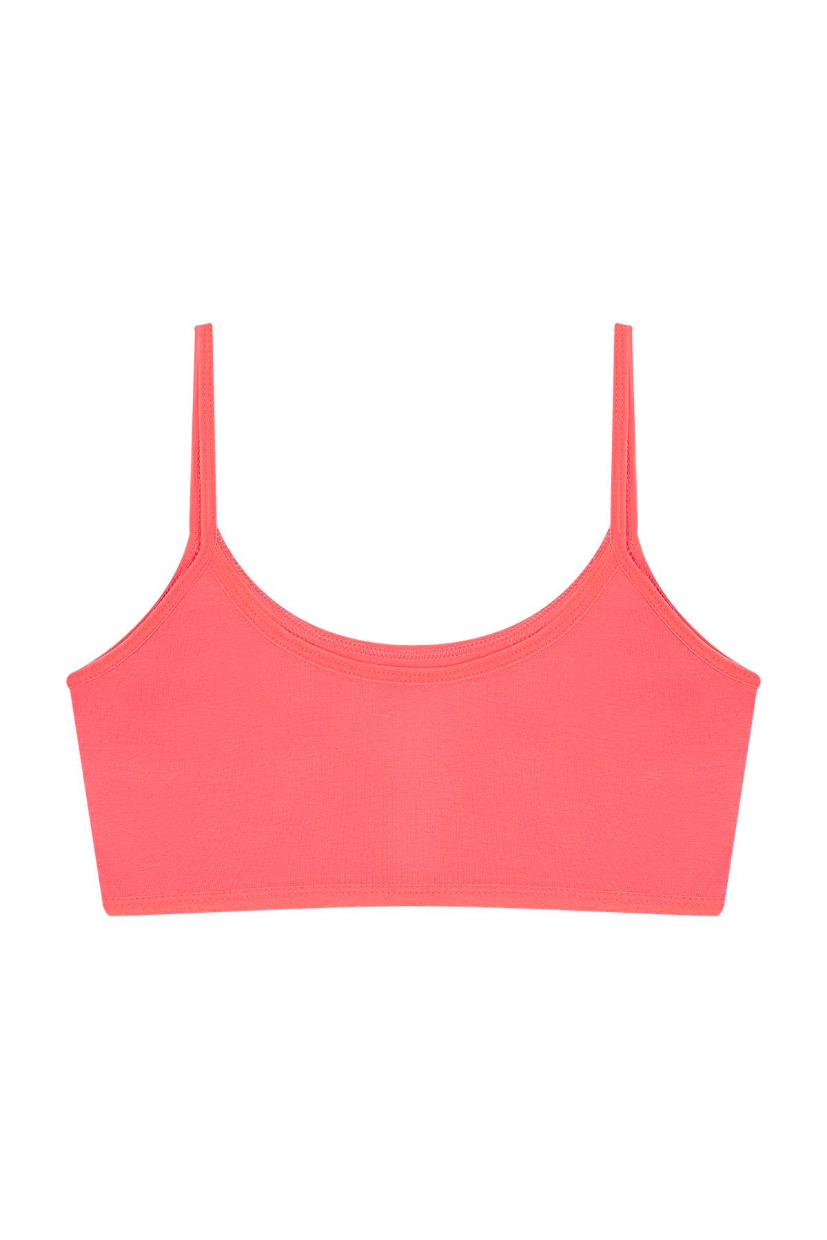 Kız Çocuk Pembe Yarım Atlet  Pedsiz Alıştırma Sütyeni Pamuklu Likralı 6'lı Paket