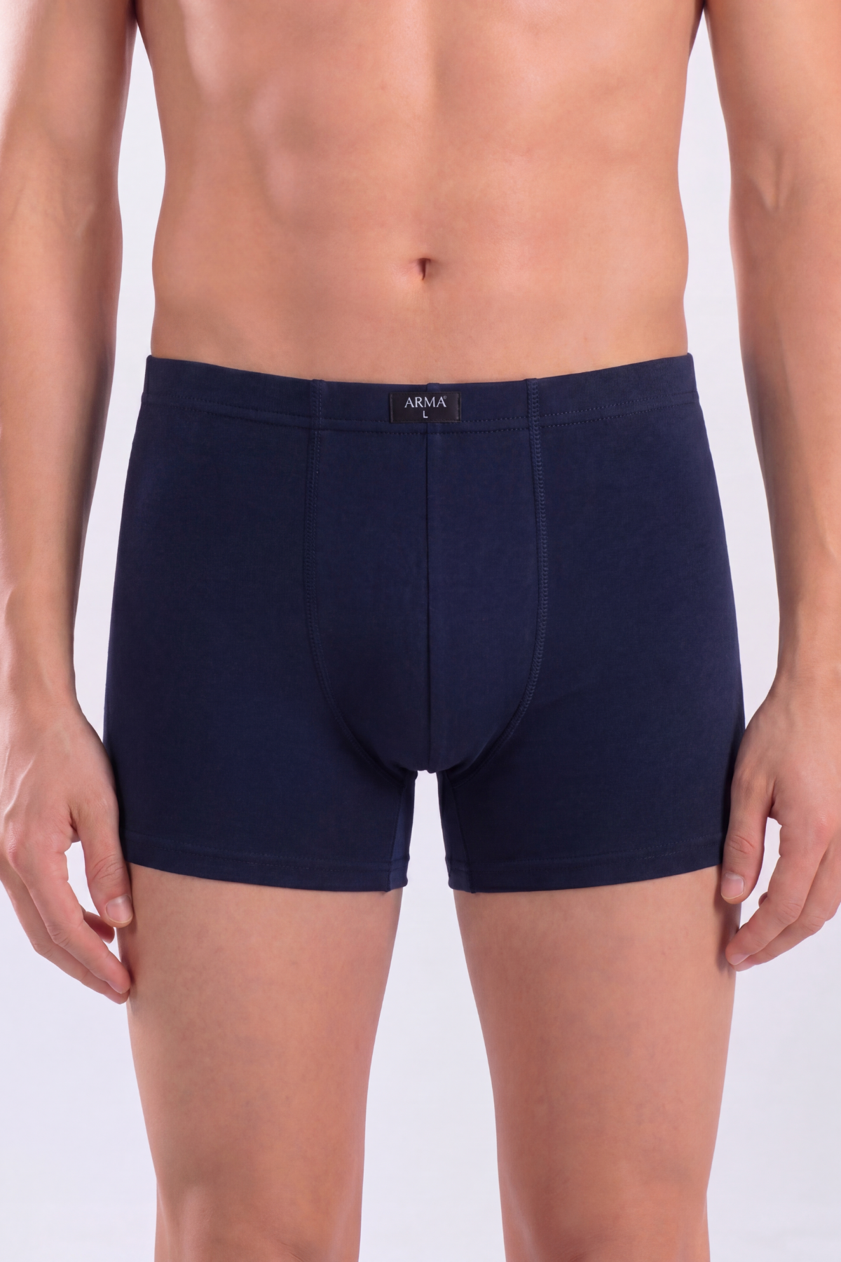 Lacivert Erkek Boxer Düz 3'lü Paket Pamuklu Likralı