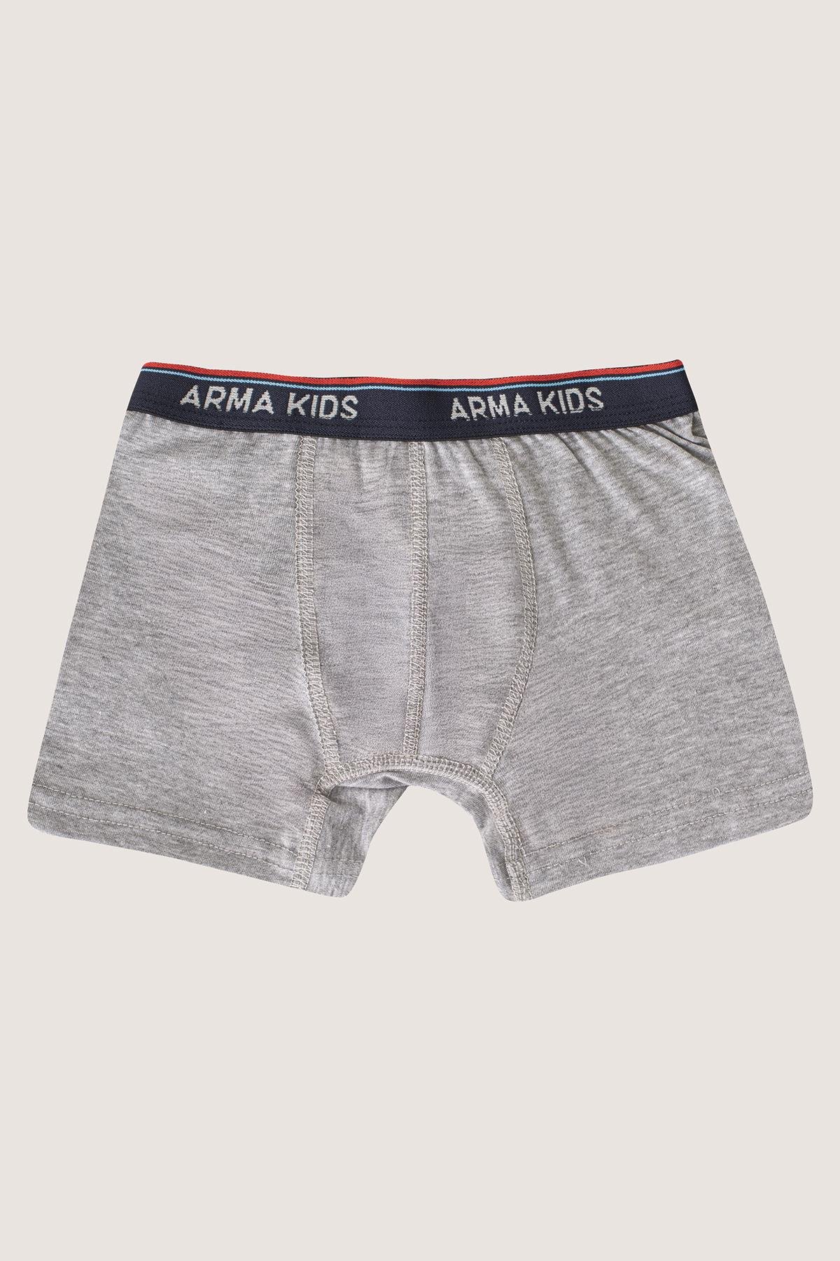 Renkli Erkek Çocuk Düz Boxer 3'lü Paket Pamuklu Likralı