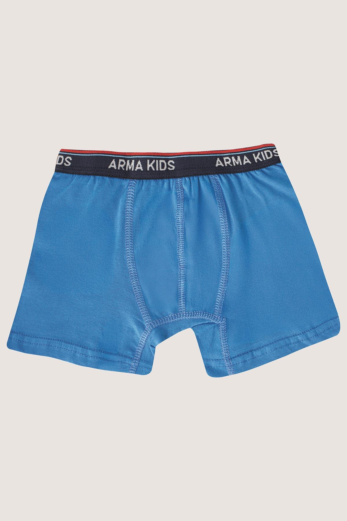 Renkli Erkek Çocuk Düz Boxer 3'lü Paket Pamuklu Likralı
