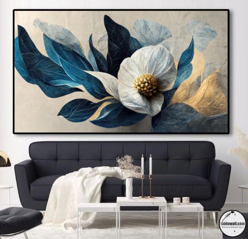 ÇİÇEKLİ YAĞLI BOYA DOKULU TABLO