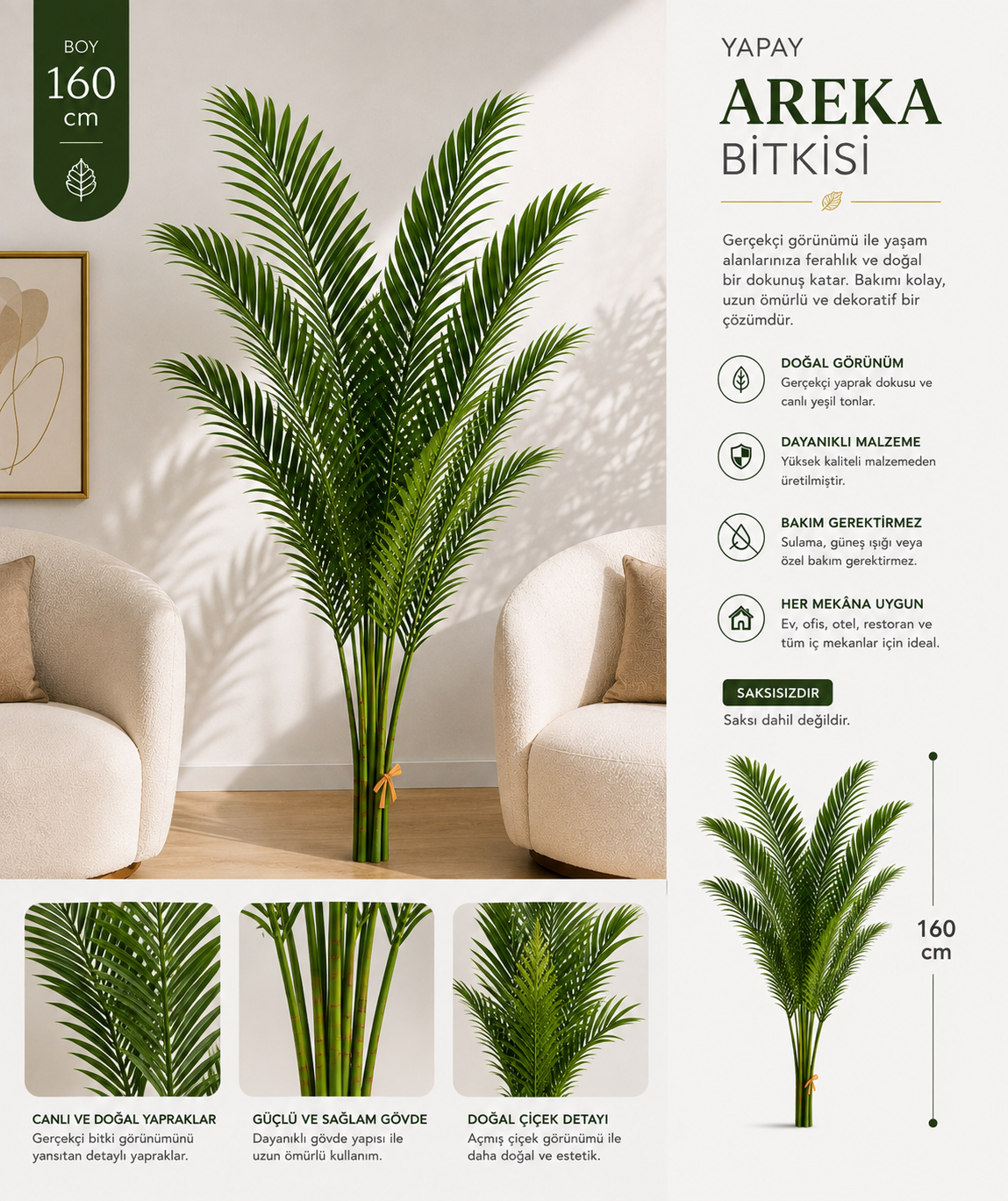 YAPAY AREKA BİTKİSİ - 160 CM
