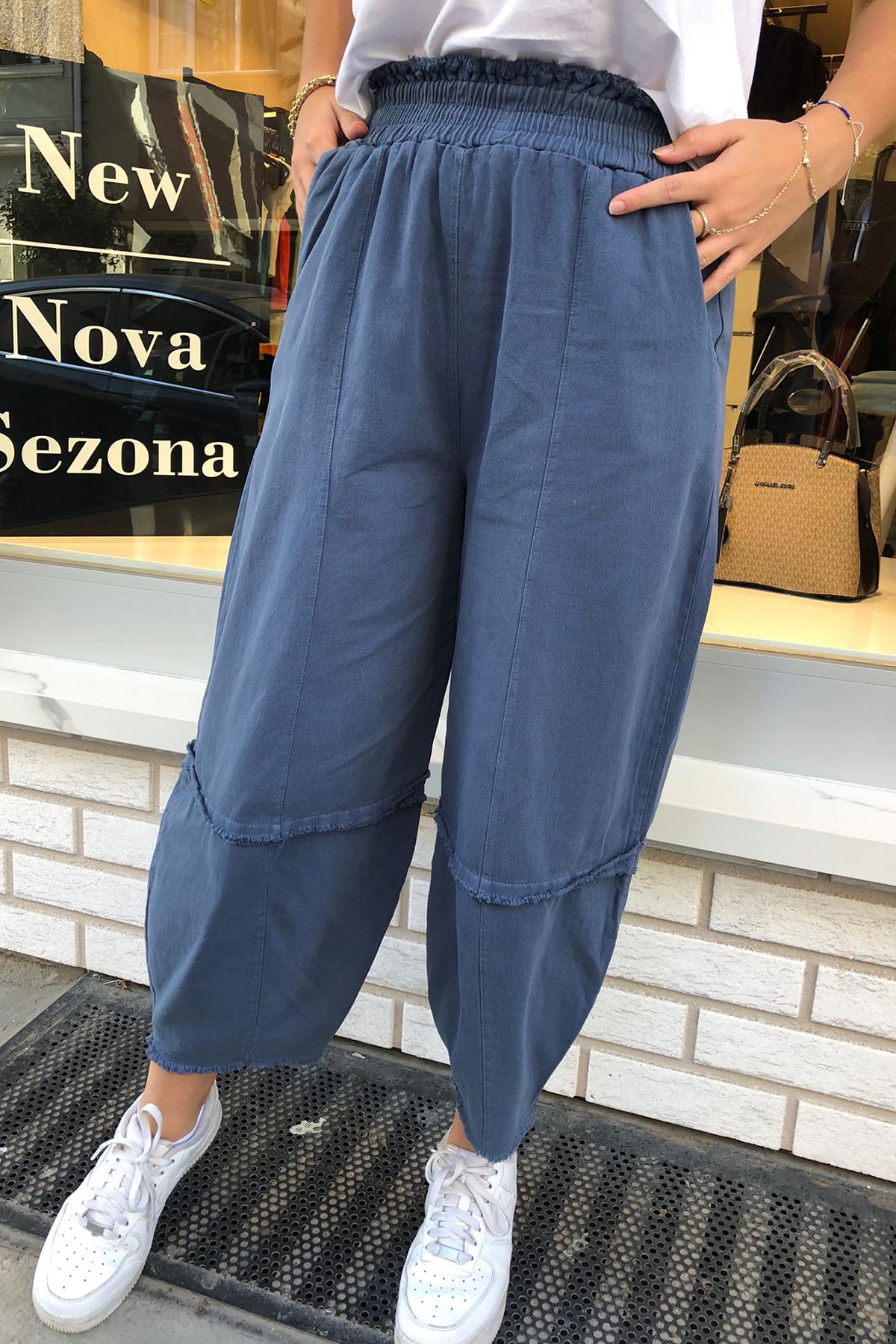  Gabardin Paçası Kesik Şalvar Pantolon