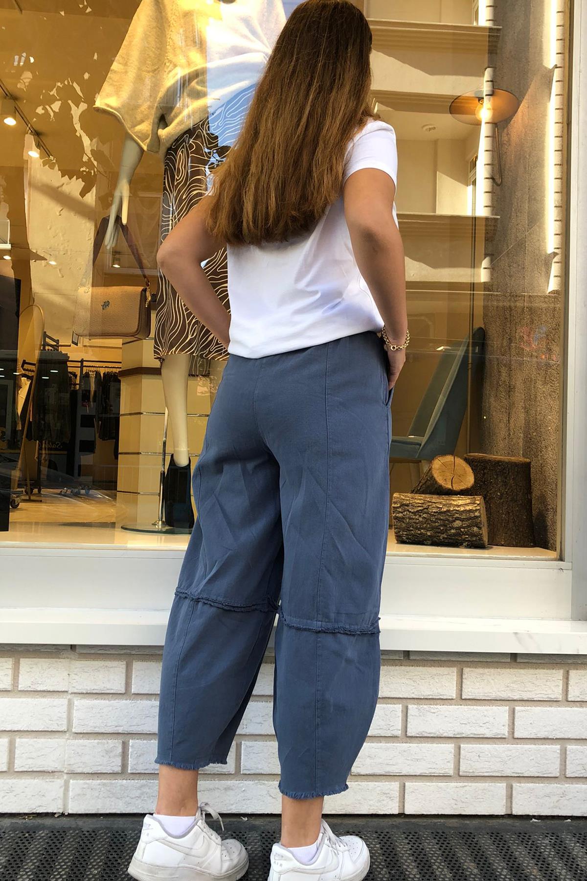  Gabardin Paçası Kesik Şalvar Pantolon
