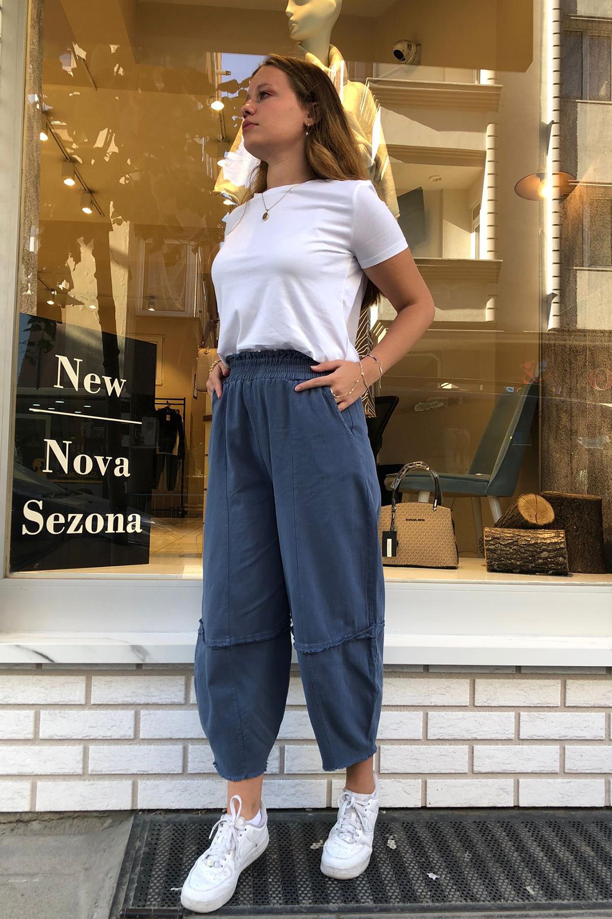  Gabardin Paçası Kesik Şalvar Pantolon