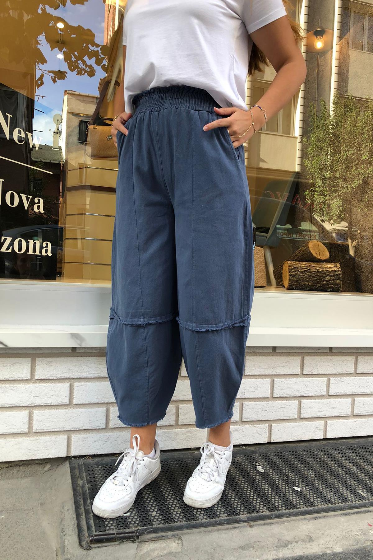  Gabardin Paçası Kesik Şalvar Pantolon