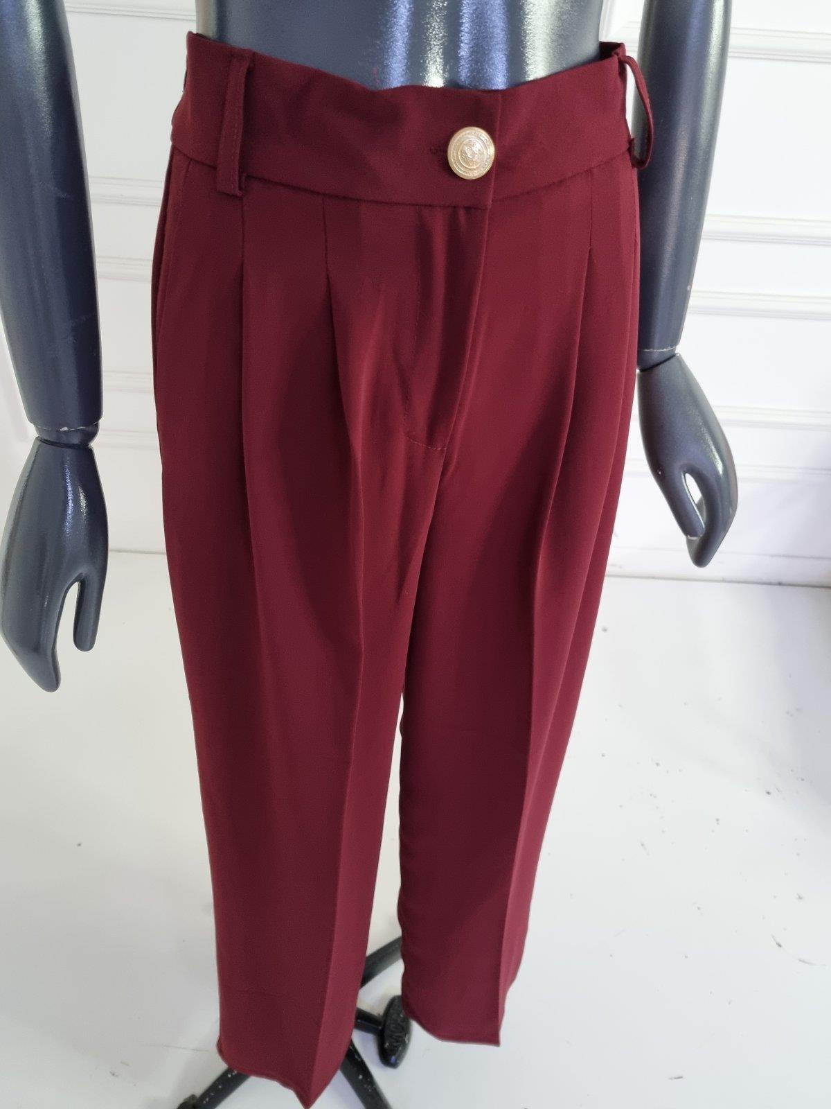 Bordo Geniş Paça Pantolon