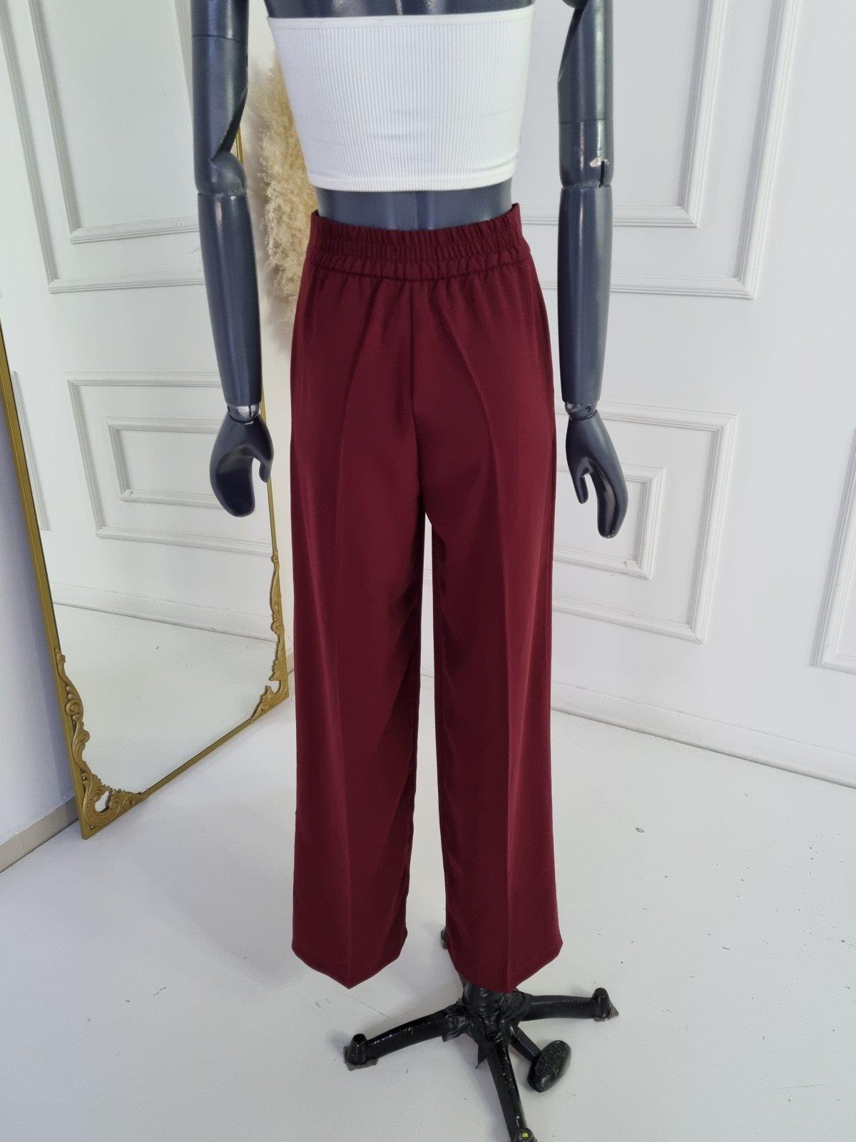 Bordo Geniş Paça Pantolon