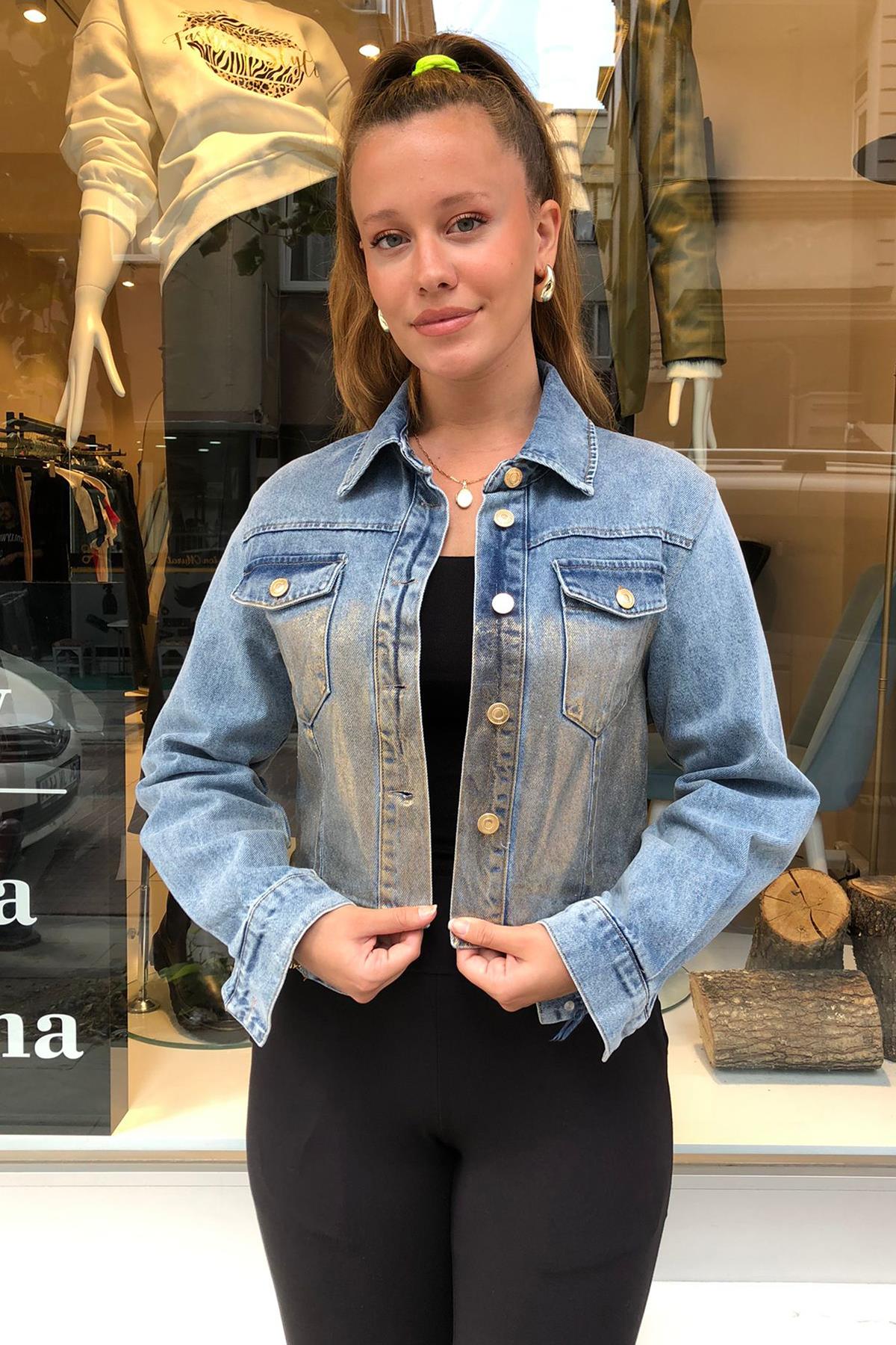 Varank Baskılı Kot Ceket
