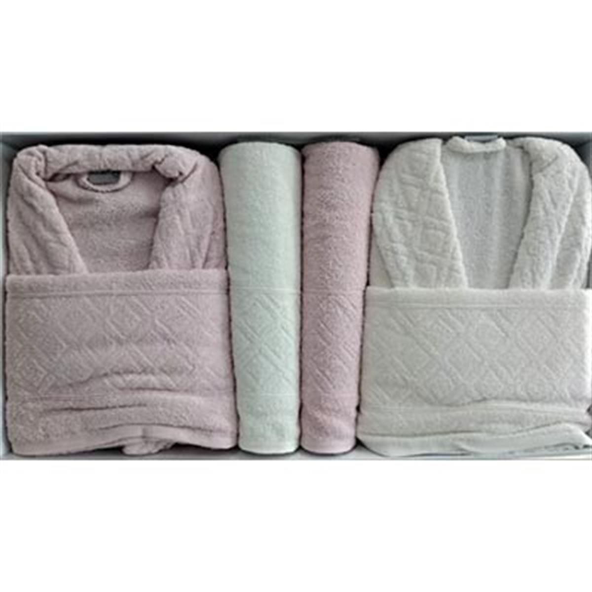 Cotton Life Aile Bornoz Seti 6 Parça Pudra-Krem