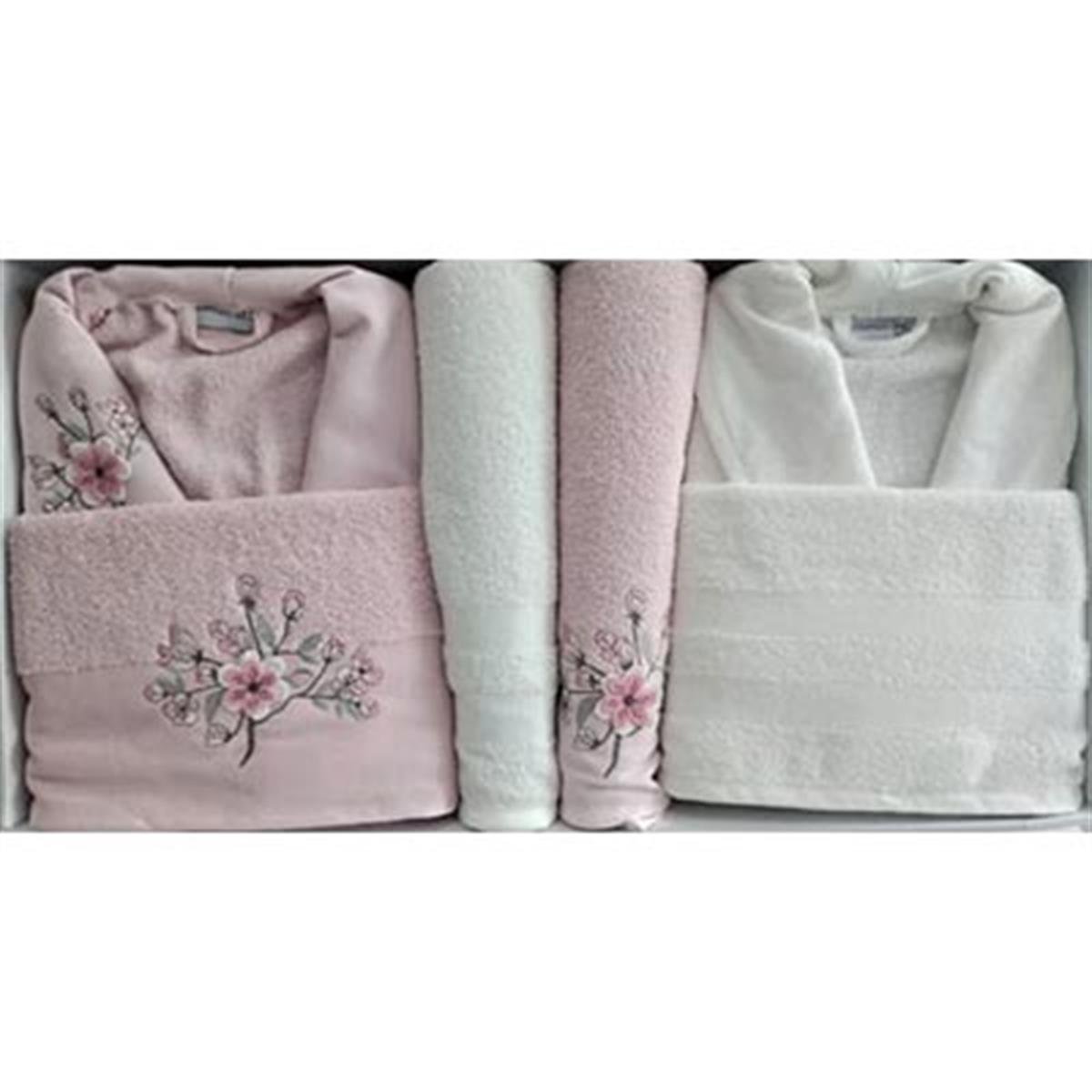 Cotton Life Aile Bornoz Seti 6 Parça Pudra-Krem