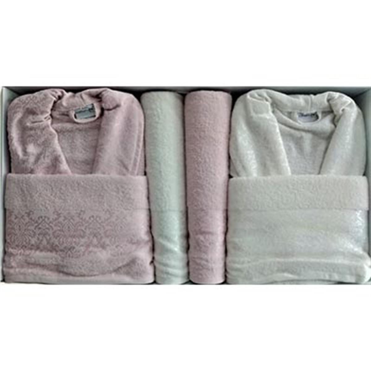 Cotton Life Aile Bornoz Seti Maribel 6 Parça Pudra-Krem