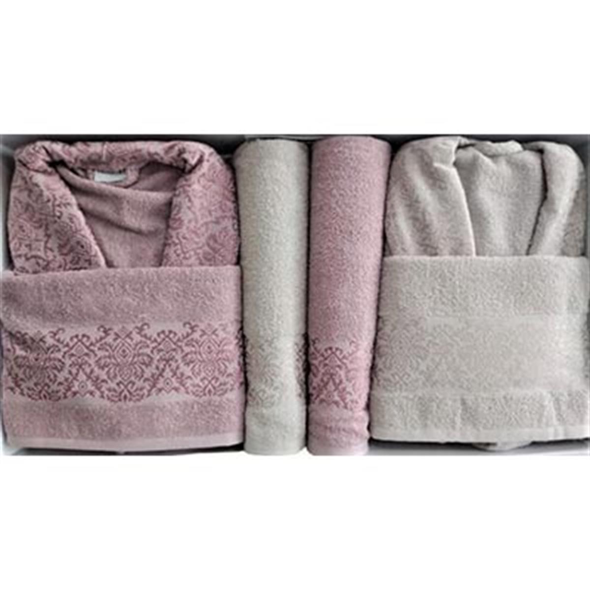 Cotton Life Aile Bornoz Seti Maribel 6 Parça Müdrüm-Bej