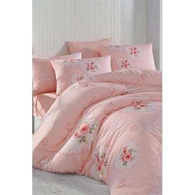 COTTON LİFE ÇİFT KİŞİLİK BASKILI PİKE TAKIMI ALİCE PEMBE