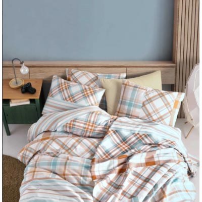 COTTON LİFE ÇİFT KİŞİLİK BASKILI PİKE TAKIMI NERO HARDAL