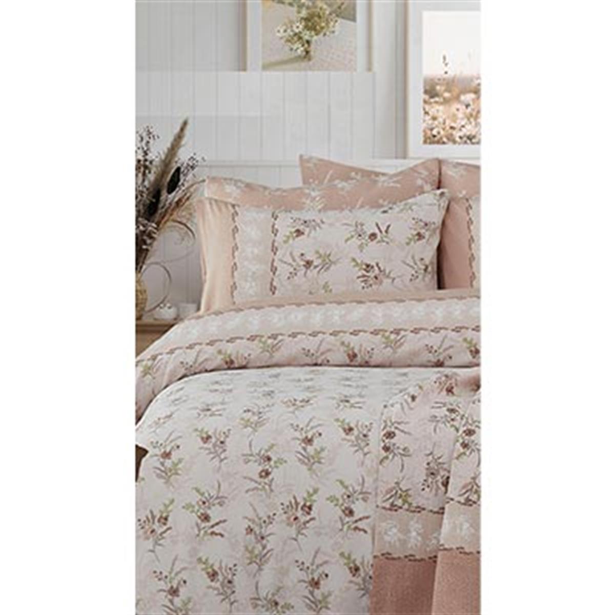 Cotton Life Çift Kişilik Baskılı Pike Takımı Florens Kahve