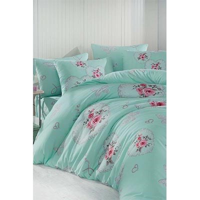 COTTON LİFE ÇİFT KİŞİLİK BASKILI PİKE TAKIMI ALİCE MİNT