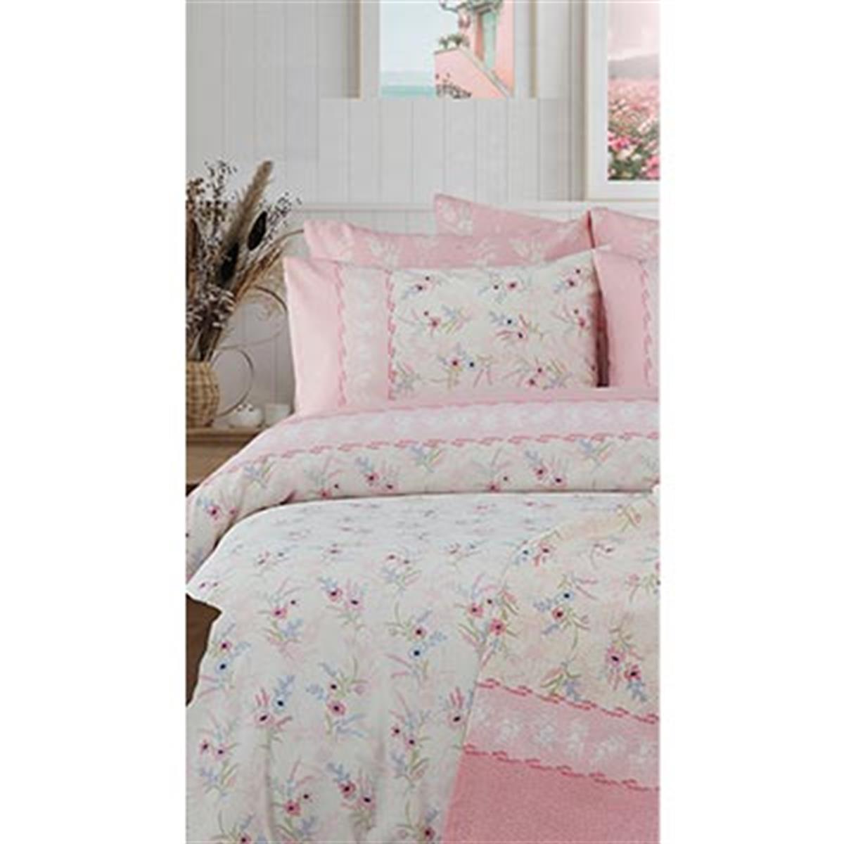Cotton Life Çift Kişilik Baskılı Pike Takımı Florens Pembe