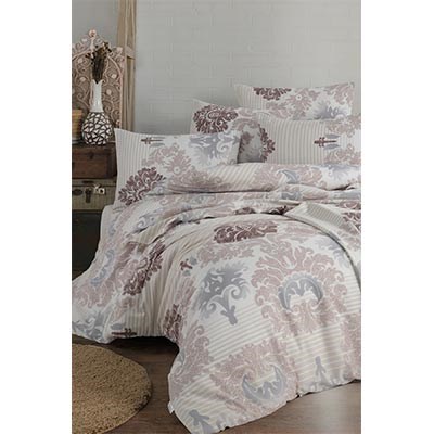 COTTON LİFE ÇİFT KİŞİLİK BASKILI PİKE TAKIMI ALANİS KAHVE