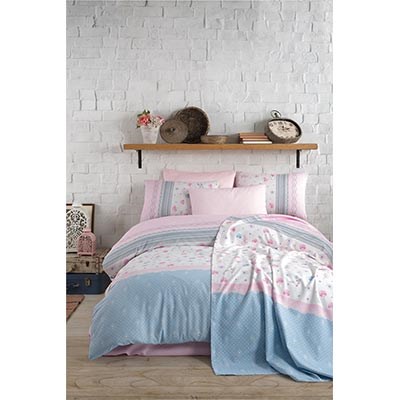 COTTON LİFE ÇİFT KİŞİLİK NEVRESİM TAKIMI LUSİA PEMBE (KUTULU)
