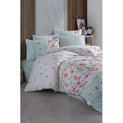COTTON LİFE ÇİFT KİŞİLİK NEVRESİM TAKIMI ROSE MİNT (KUTULU)