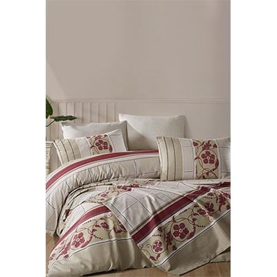 COTTON LİFE ÇİFT KİŞİLİK NEVRESİM TAKIMI FİRUZE BEJ (KUTULU)