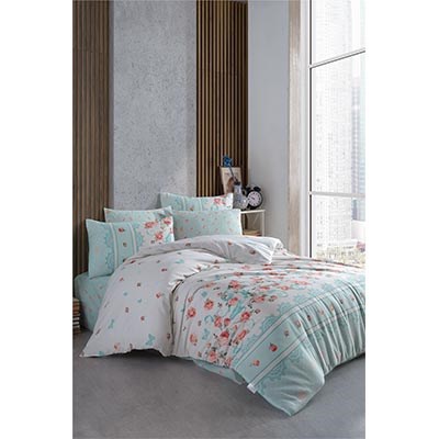 COTTON LİFE ÇİFT KİŞİLİK NEVRESİM TAKIMI ROSE MİNT (KUTULU)