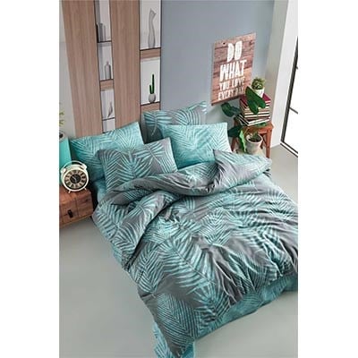 COTTON LİFE ÇİFT KİŞİLİK NEVRESİM TAKIMI PALM MİNT (KUTULU)