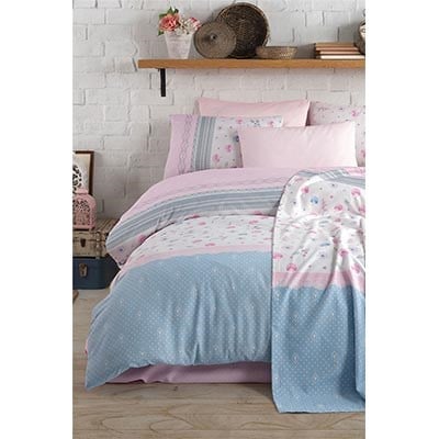 COTTON LİFE ÇİFT KİŞİLİK NEVRESİM TAKIMI LUSİA PEMBE (KUTULU)