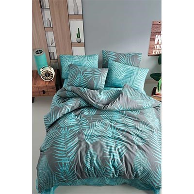 COTTON LİFE ÇİFT KİŞİLİK NEVRESİM TAKIMI PALM MİNT (KUTULU)