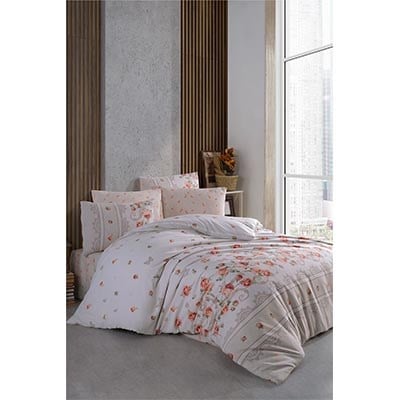 COTTON LİFE TEK KİŞİLİK NEVRESİM TAKIMI ROSE KAHVE (KUTULU)