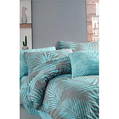 COTTON LİFE TEK KİŞİLİK NEVRESİM TAKIMI PALM MİNT (KUTULU)