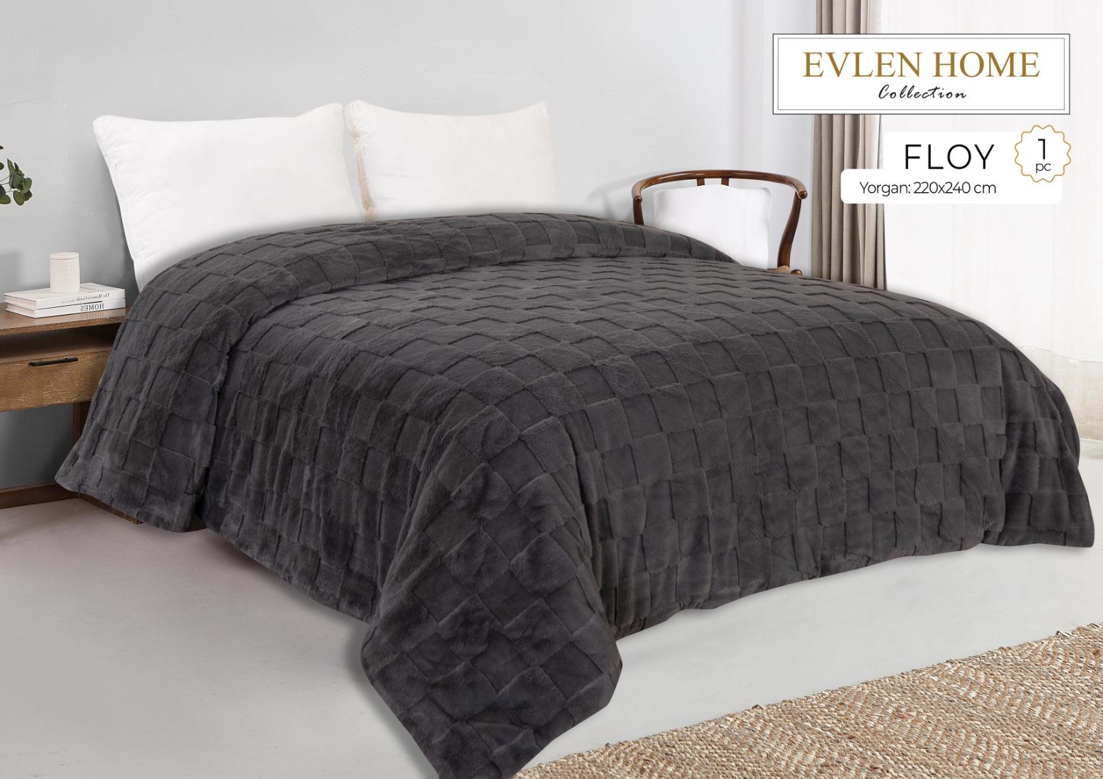 Evren Çift Kişilik Kürk Yorgan Floy Antrasit