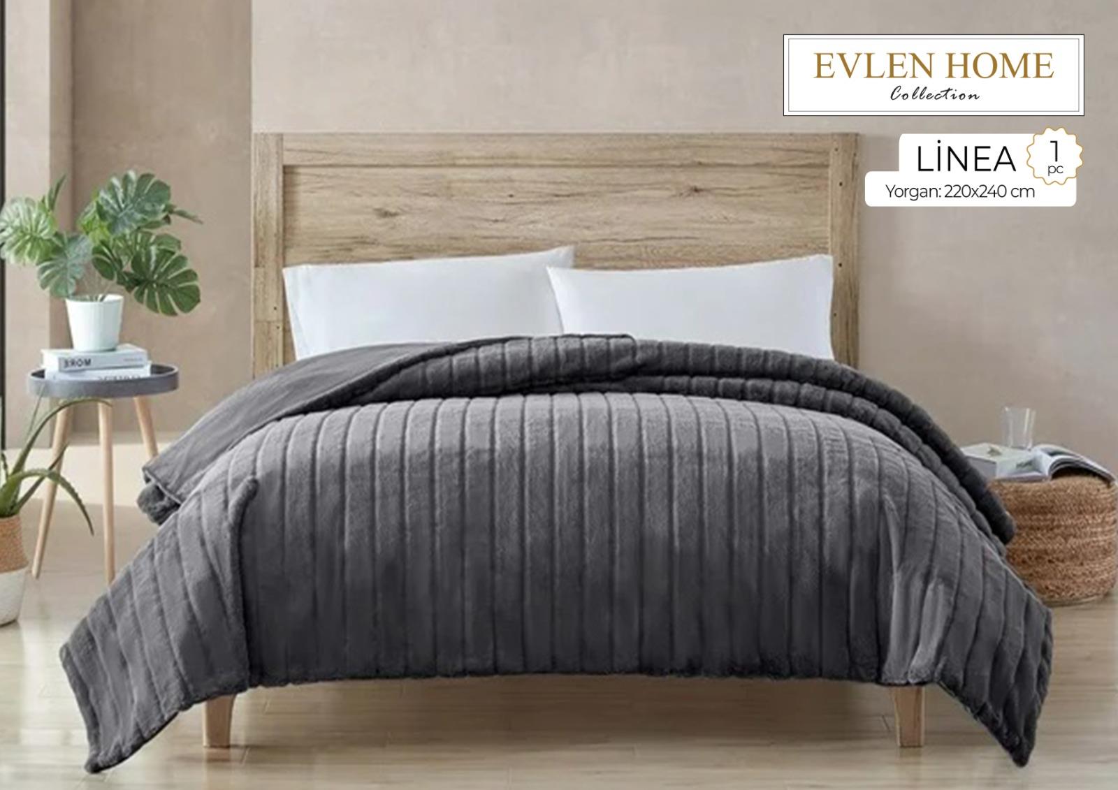 Evren Çift Kişilik Kürk Yorgan Linea Antrasit